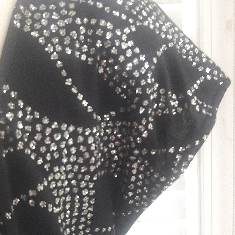 Vintage black With Silver glitter sparkly dress Made In USA Size 13/14 - Picture 7 of 13